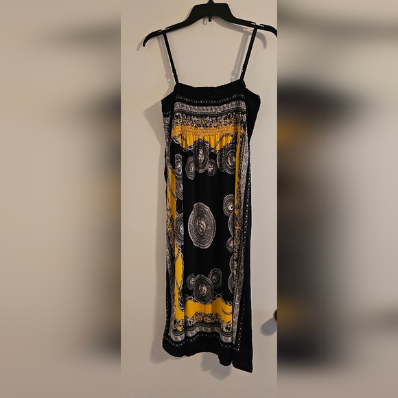 Second Skin sundress black with yellow and white accents size 2X - Picture 2 of 3